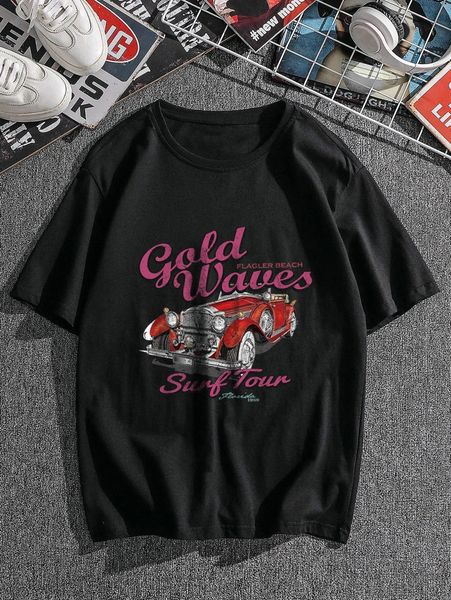 

men car and letter graphic tee y2dg#, White;black