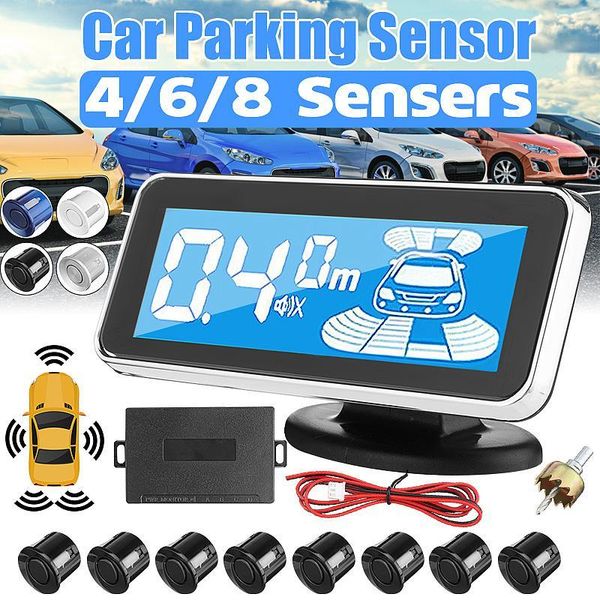

car rear view cameras& parking sensors 4/6/8 lcd sensor system anti-scratch angle monitor detector sound alert parktronic 12v
