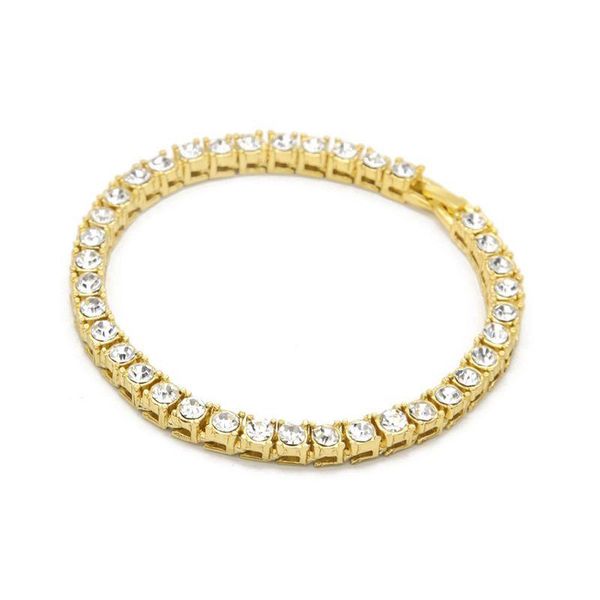 

link, chain hip hop men bracelet 1 row rhinestones bling 20cm/8inch, Black