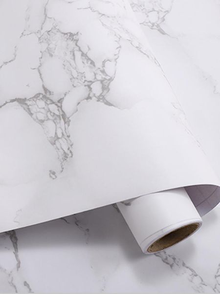 

wallpapers thickened dumb bright white kitchen oil proof sticker imitation marble wallpaper high temperature resistant waterproof
