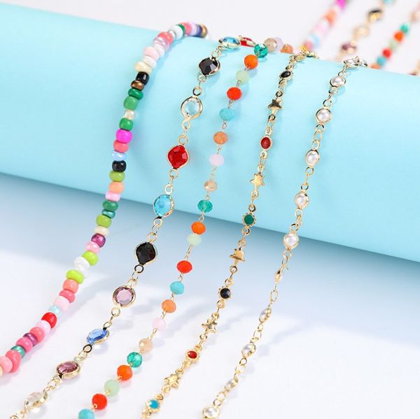 

personalized jewelry fashion color crystal pendant glasses chains anti drop rope
