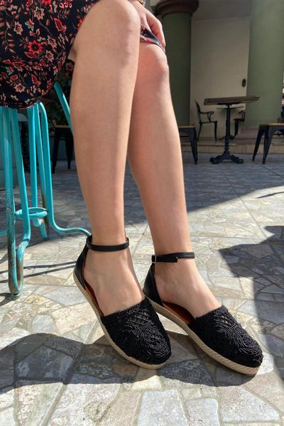 

sandals women casual braided ct 21y-21600, Black