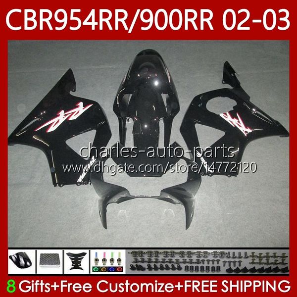 Black Red Bodywork para Honda CBR900RR CBR954RR CBR900 CBR954 RR Body 61No.163 CBR 900 954 CC RR 954CC 2002 2003 CBR 954RR 900RR 02 03 CBR954-RR 2002-2003 Kit de justo