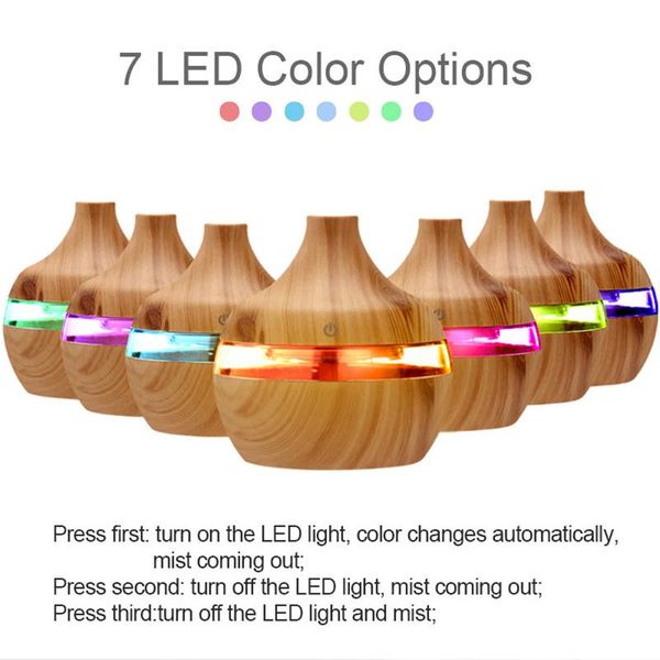 

usb air humidifier electric aroma diffuser mist wood grain oil mini have 7 led light for car home office #t3g fragrance lamps