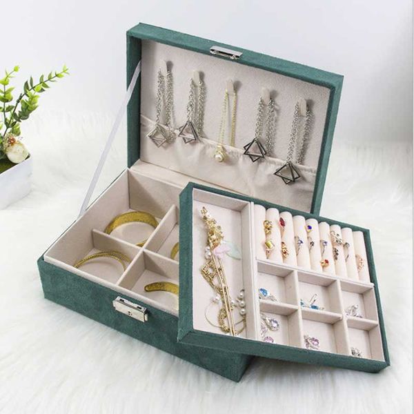 

jewelry pouches, bags double layers suede simple velvet box watch holder, Pink;blue