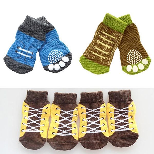 

dog apparel 4pcs/set pet small cat skid socks puppy warm anti-slip cotton soft
