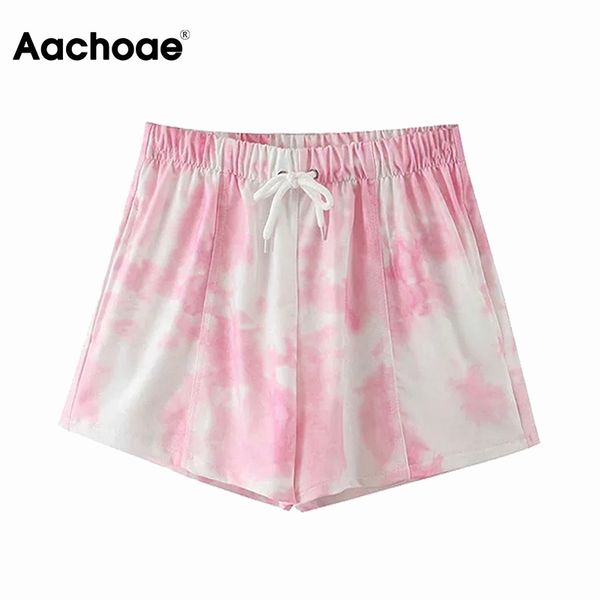 

aachoae printed summer casual shorts women fashion elastic waist sweatpants shorts ladies pockets muti color bottoms short femme 210413, White;black