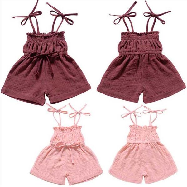

fashion summer style girl dress cute jumpsuit sweet casual linen cotton romper baby girls, Red;yellow