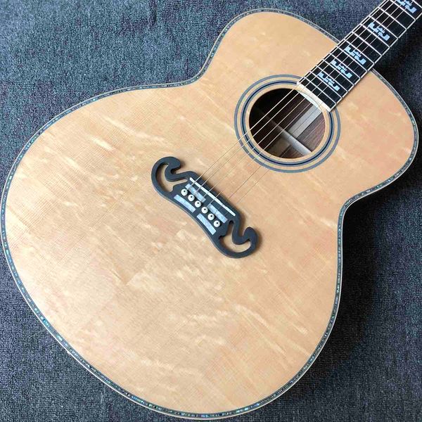 Пользовательские AAAA все твердые древесины 43-дюймовый джумбо акустическая гитара пламеженного клена шеи сплошной кокос на задней стороне связывание 550A соучкой пикап
