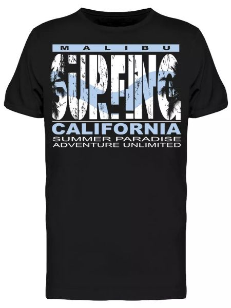 

surfing hawaii california beach tee men's -image by shutterstock, White;black