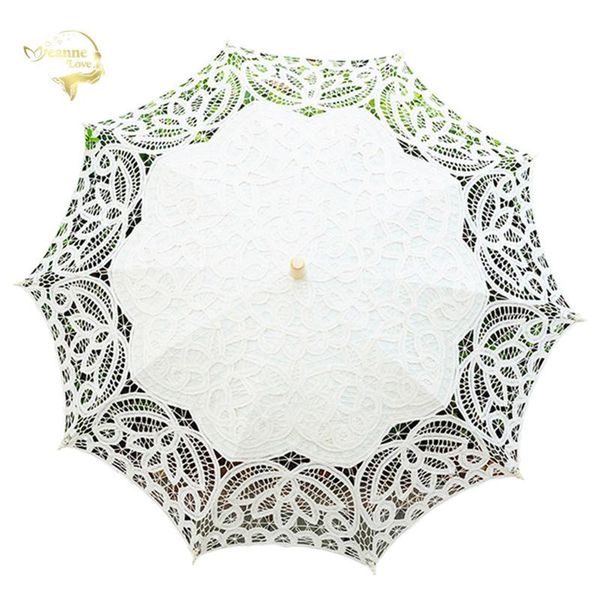 

fans & parasols fashion white beige lace sun umbrella parasol cotton embroidery prom wedding for bride mariage decoration