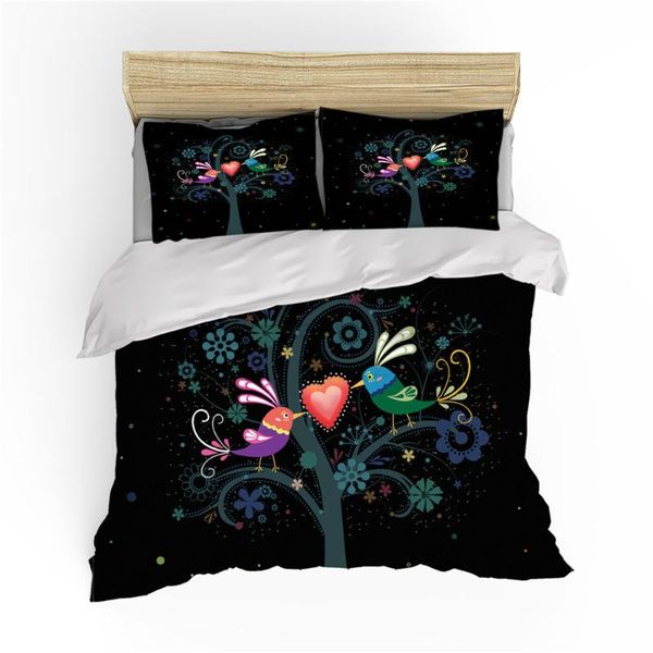 

bedding sets love bird tree black duvet cover set valentine's day gifts galaxy bedroom decor soft comforter with zipper