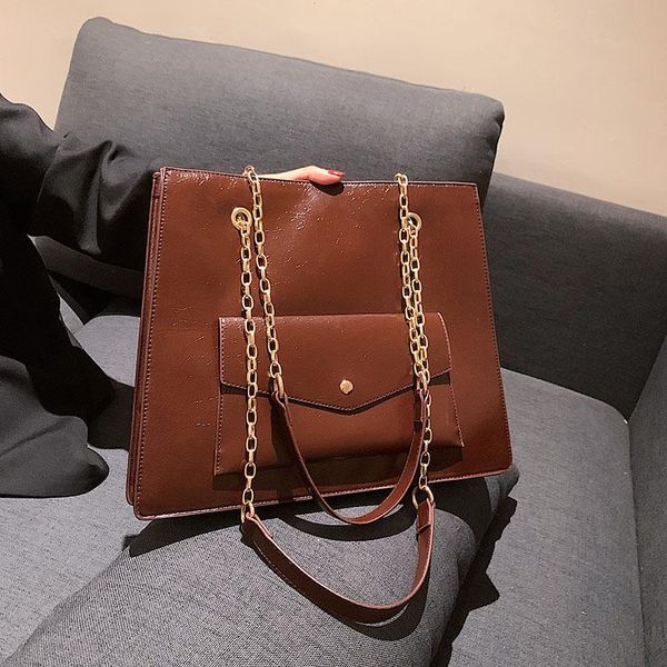 

evening bags square large capacity leather ladies shoulder bag fashion chain women's handbags designer casual tote