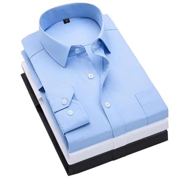 

men's casual shirts men turn-down collar formal long sleeve slim fit shirt mens solid color/plaid dress size 5xl, White;black