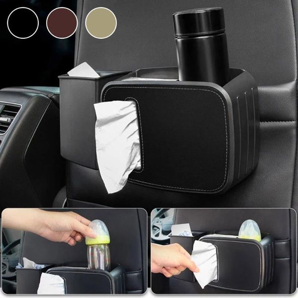 

car organizer universal safety seat box hanging multifunctional divided trash can tissue holder rear