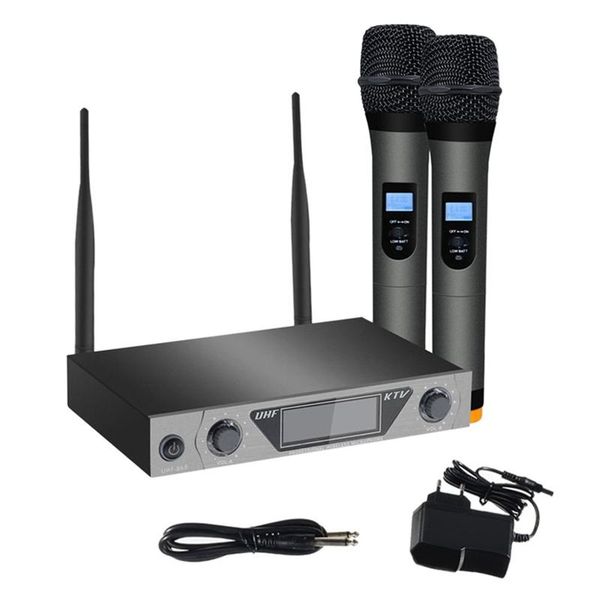 

dual channel wireless handheld uhf microphone home karaoke lcd system for ktv eu plug microphones