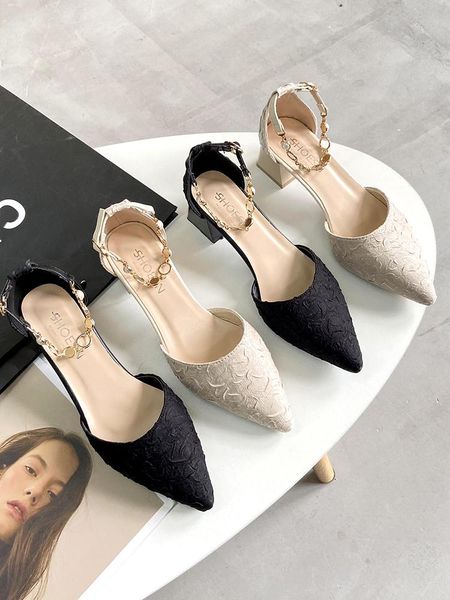 

fashion womens shoes 2021 beige heeled sandals buckle strap med all-match luxury black comfort closed pearl girls medium cle