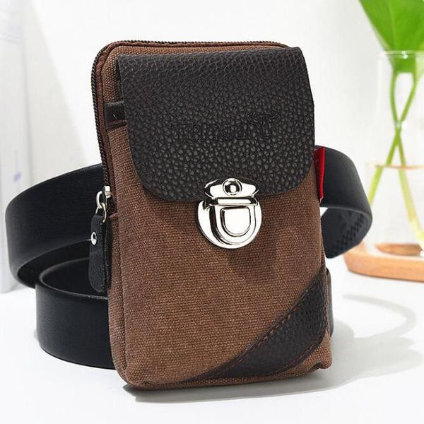 

waist bags men fanny pack 5.5 inch mobile phone canvas zipper hasp coin purse burse good quality bag packs casual man purses