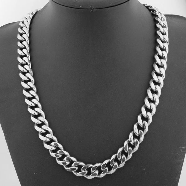 

chains 19mm mens/womens heavy stainless steel necklace curb cuban link chain necklaces punk jewelry 7-40inch, Silver