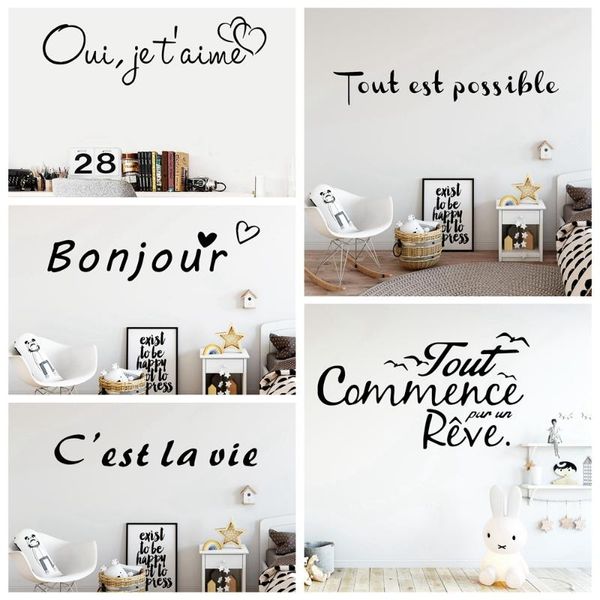 

wall stickers spanish french phrase sticker bonjour home decor quotes for bedroom living room removable waterproof wallpaper