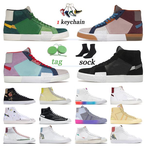 

blazer mid 77 vintage designer shoes men woman moaic original sneakers color code white black indigo off indigo trainers platform paint spla