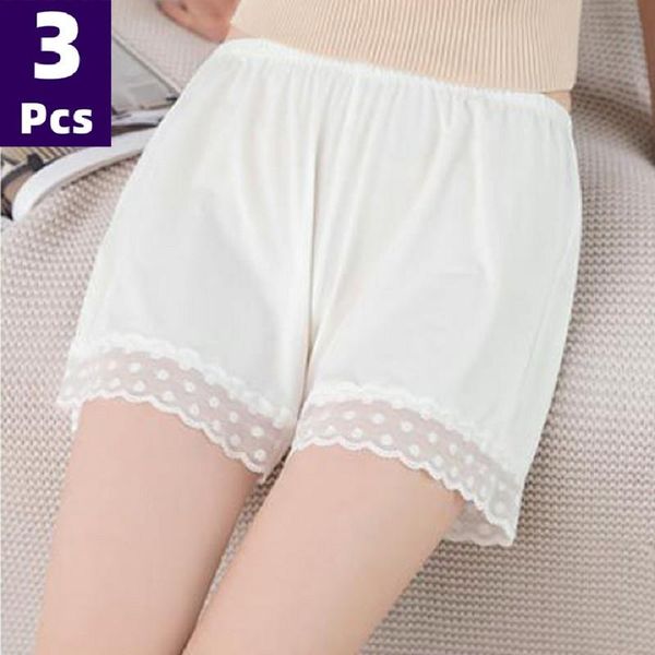 

yoga outfit 3pcs/set women safety shorts panties casual home lady summer lace white black short pants sleeping soft panty