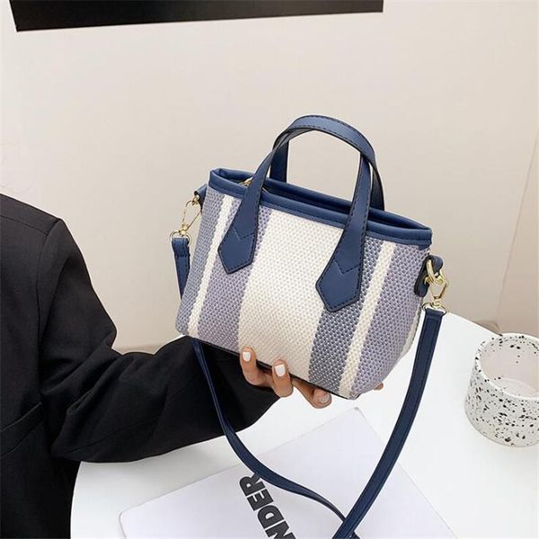 

shoulder bags women's simple versatile bucket bag 2021 striped commuter small square textured canvas handbag messenger
