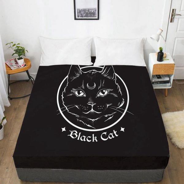 

sheets & sets 1pc 3d bed sheet with elastic fitted 135/150/180/200/160*200 mattress cover double queen king bedding magic cat