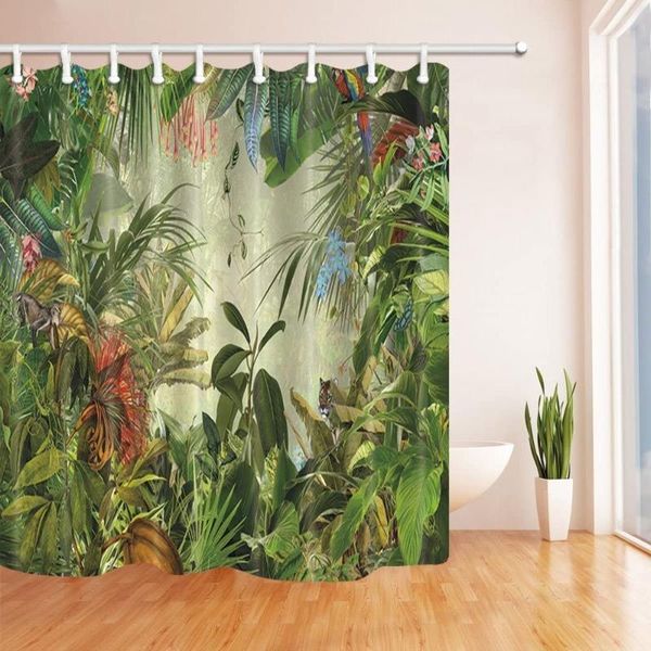 

tropical palm leaves shower curtains for bathroom polyester fabric waterproof bath curtain 180x180cm hooks