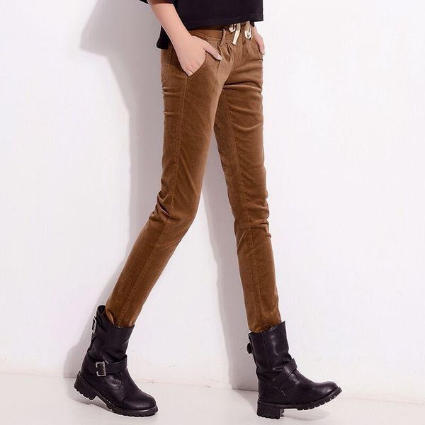 

women's pants & capris corduroy autumn and winter harlan small boots trousers multicolor elastic high waistcasual slim, Black;white