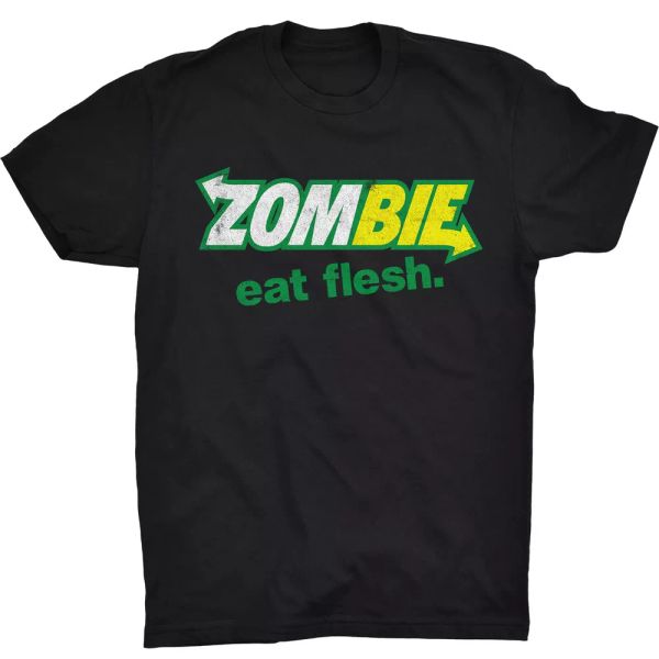 

ZOMBIE Eat Flesh T Shirt Subway The Walking Dead Resident Evil Halloween Walkers, White;black