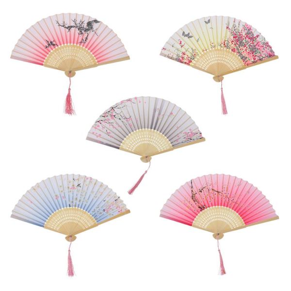 

5pcs japanese style hand fan floral pattern folding vintage other home decor
