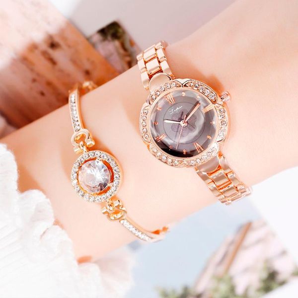 

watch women bayan kol saati quartz wristwatches ladies beauty simple casual fashion small and delicate bracelet suit t510, Slivery;brown