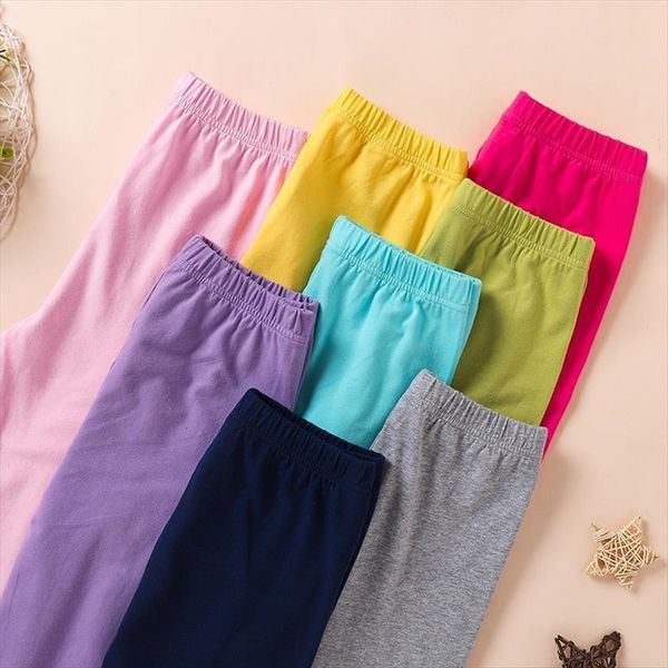 

arrival autumn and spring soft girls solid elasticized leggings round collar design colorful children pants, Blue