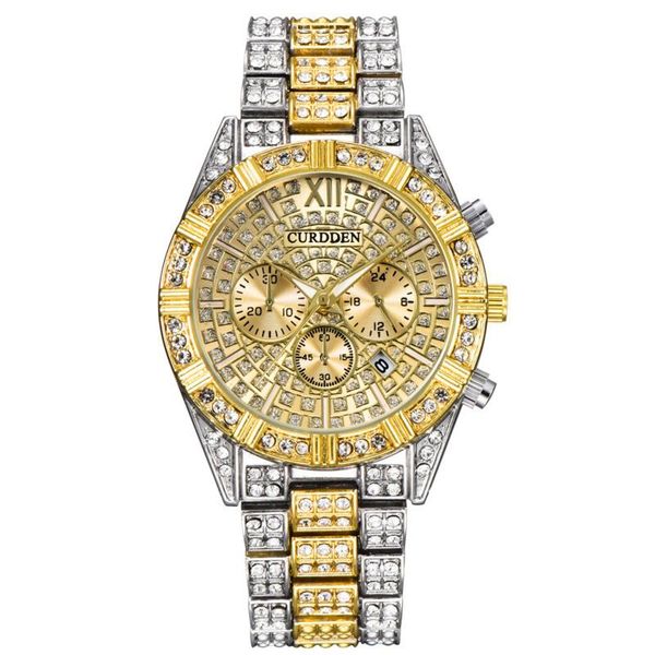 

wristwatches rhinestone watch men luxury full diamond mens watches quartz men's clock reloj gift relogio masculino relojes para hombre, Slivery;brown