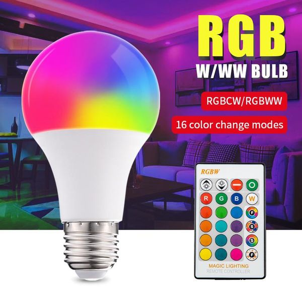 Lampadine RGB Lampadina LED RGBW 5W/7W/10W/15W/20W Telecomando Cambiamento colorato Atmosfera decorativa per la casa