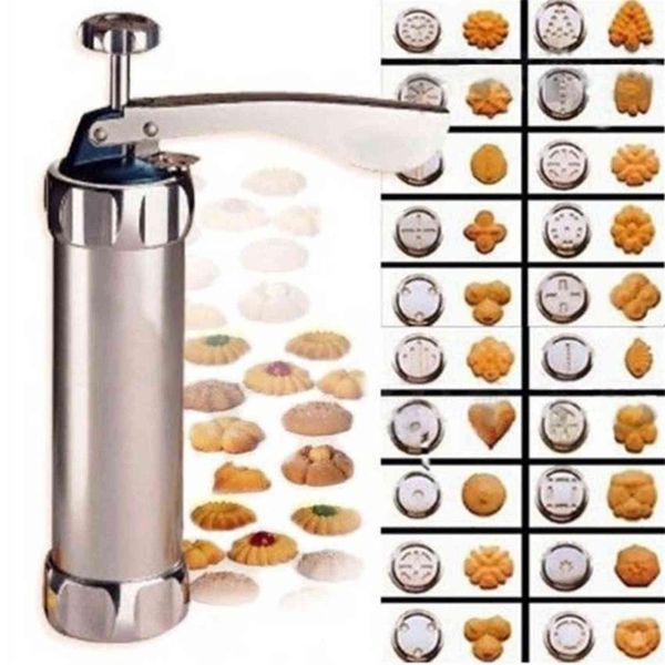 Set di timbri manuali per biscotti Set di strumenti di cottura 24 in 1 con 4 ugelli 20 stampi per biscotti Estrusore per decorare torte 211110