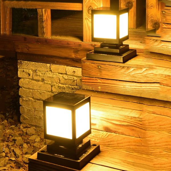 

thrisdar solar garden pillar light waterproof landscape led fence gate door post stigma lamps outdoor pathway lawn