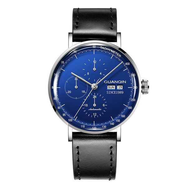 

wristwatches 2021 guanqin gj16116 men's watch automatic belt waterproof fashion multi-functional authentic mechanical, Slivery;brown