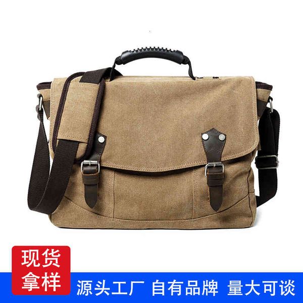 

canvas bag single shoulder trend men's hand fashion versatile messenger men, Black;red