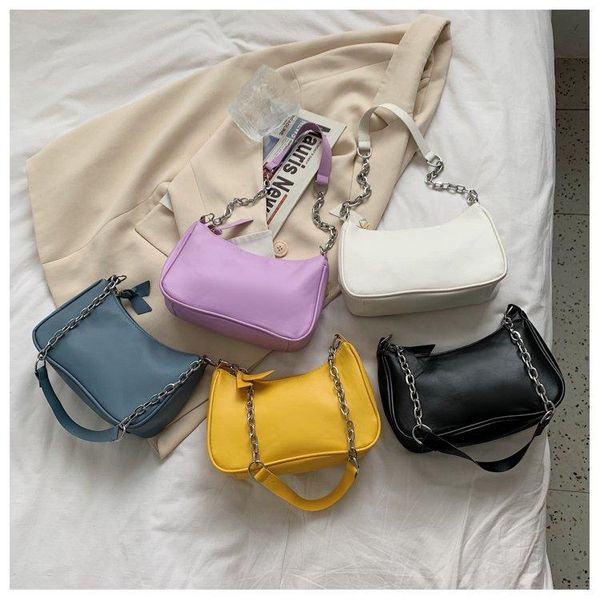 

evening bags fashion pu leather women underarm bag casual solid color ladies baguette handbags luxury design girls small shoulder 2021