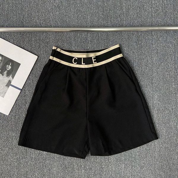 

luxury design fashion summer celebrity style ce letter middle waist shorts women's slim age reducing pants 118005, White;black