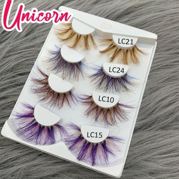 

mikiwi messy 25 mm 3d mink colorful dramatic 4pairs/set strip handmade real luxury eyelash rainbow natural lashes false eyelashes1