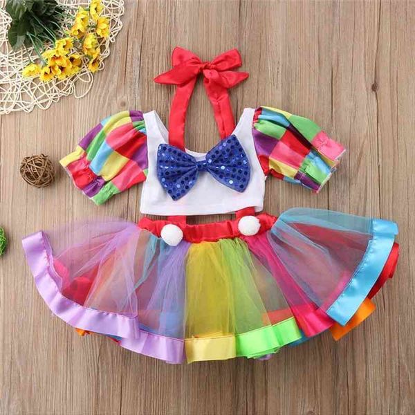 

baby girl summer clothing set toddler kids circus party birthday dress and crop outfits girl halloween clothes 2-6y, White