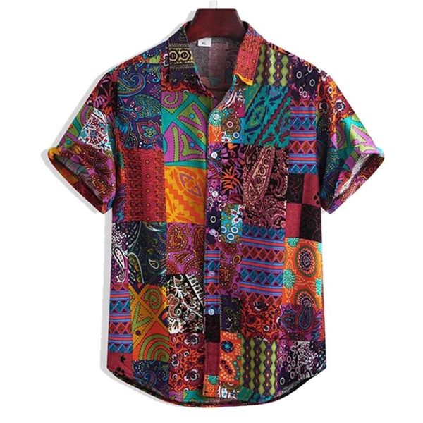 

men's casual shirts colorful summer short sleeve loose buttons shirt blouse 2021 fashion print beach hawaiian, White;black
