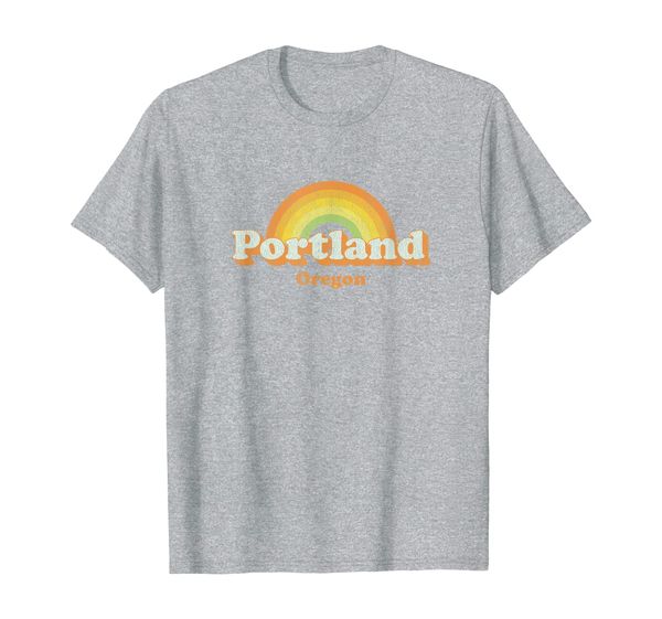 

Retro Portland Oregon T Shirt Vintage 70s Rainbow Tee Design, Mainly pictures
