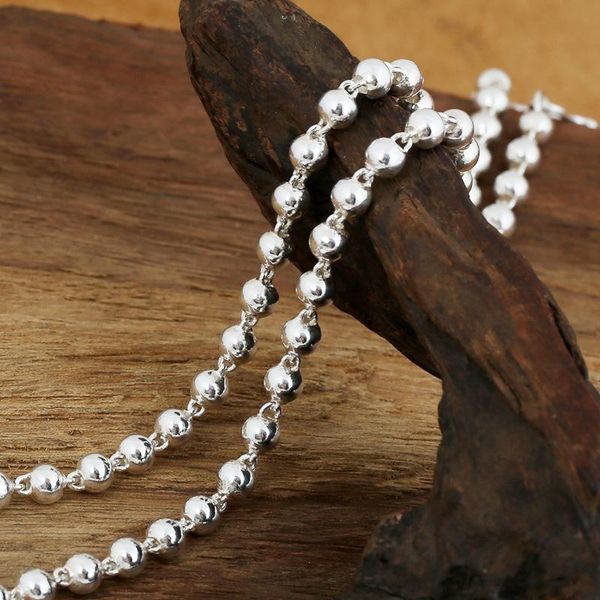 

fashion s925 sterling silver retro thai vintage punk style chiang mai handmade 5mm beads necklace men and women chains