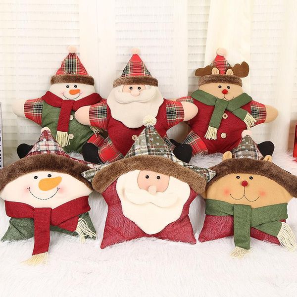 

cushion/decorative pillow christmas five-pointed star cloth xmas elk bear snowman santa claus doll sofa cushion for home room decoration