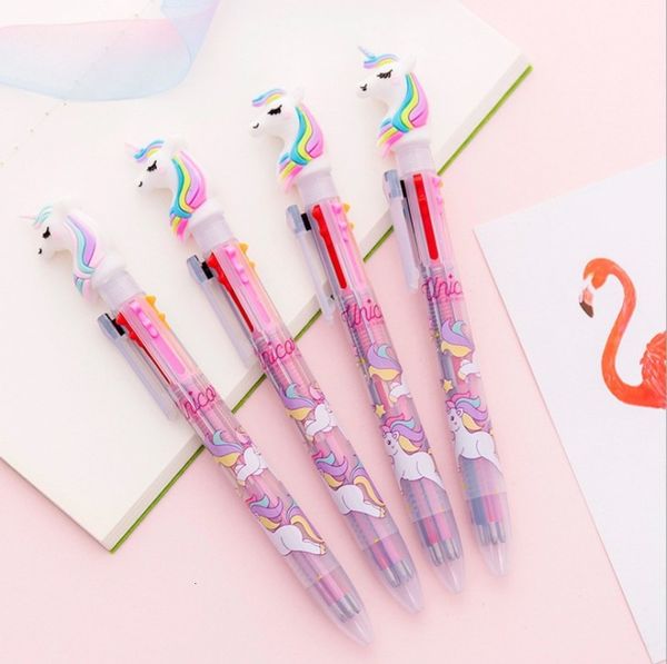 

pen lovely creative small fresh 6 color unicorn ballpoint dream rainbow unicorn multi color signature student