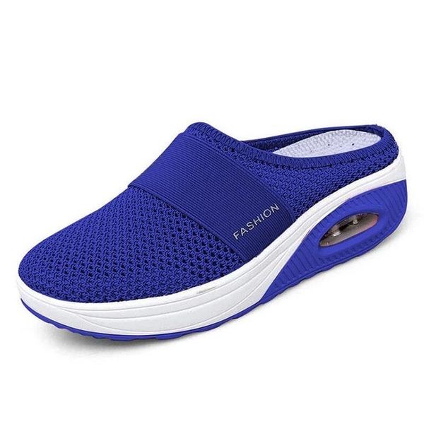 

slippers women mesh lightweight shoes woman wedge female air cushion sandals thick bottem omen sneakers plus size 43, Black